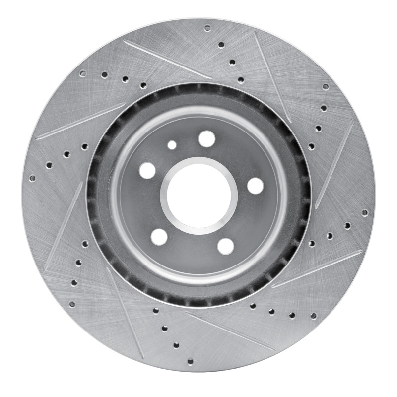 Buick Regal Brake Rotor (1) - Front Left - R1 Concepts - Drilled & Slotted - Silver - `09-`17